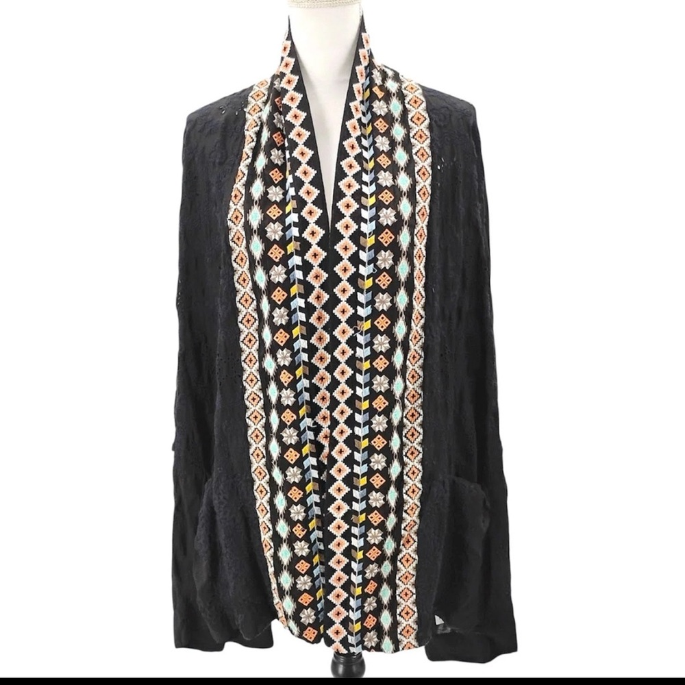Johnny Was NWT Embroidered Open Front Cenoteka Kimono